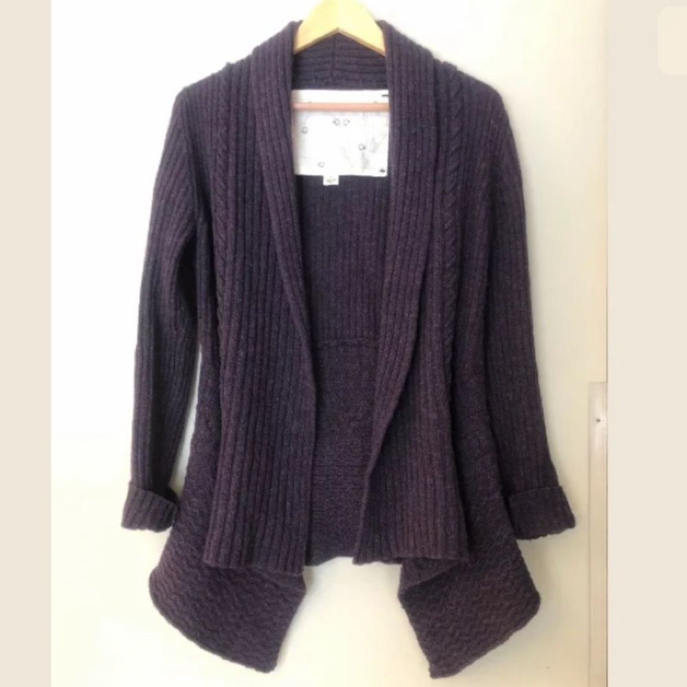 Anthropologie Canary Purple Thick Knit Cardigan
